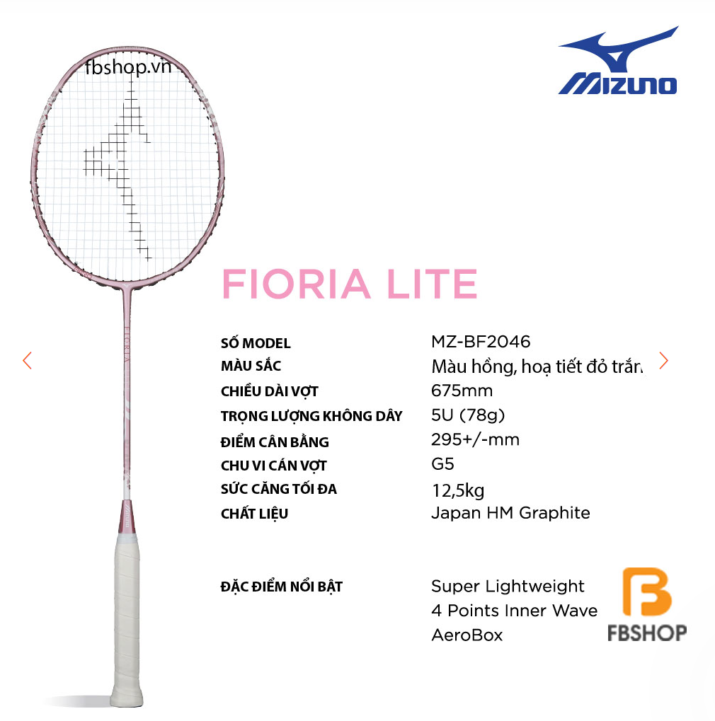 Mizuno Fioria Lite có thiết kế mang đậm phong cách Nhật Bản