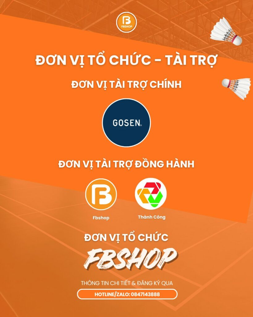 Nhà tài trợ của giải cầu lông FBshop Open tranh cúp Gosen 2025