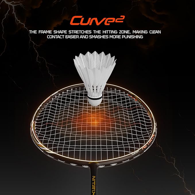 Cận cảnh công nghệ Curve² trên vợt cầu lông Hundred Nitrix Thunder.