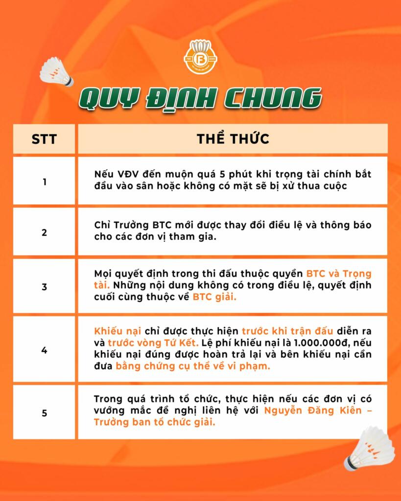 Các VĐV cần lưu ý một số quy định ở giải Học viện Fbshop Open lần 3