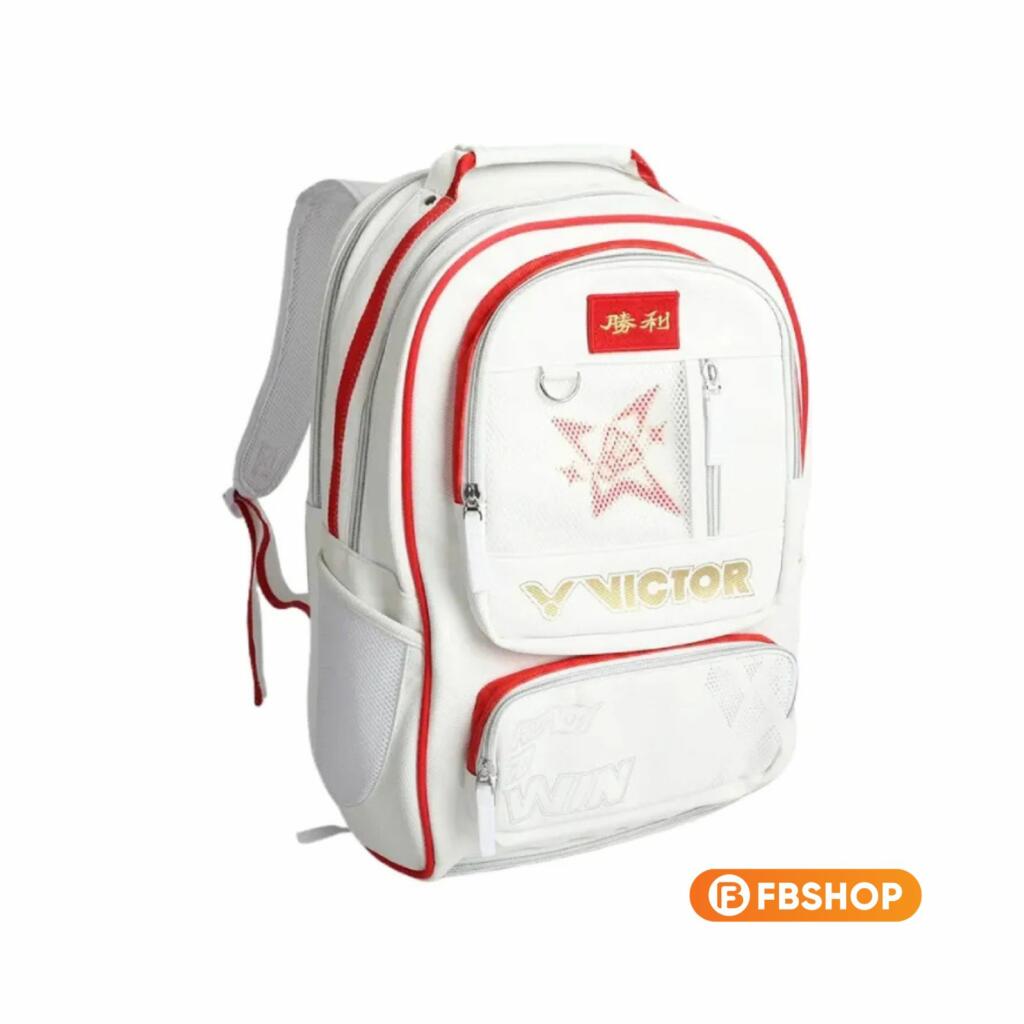 Balo Cầu Lông Victor BR5042 với những dải họa tiết Đỏ và điểm nhấn Vàng kim sang trọng