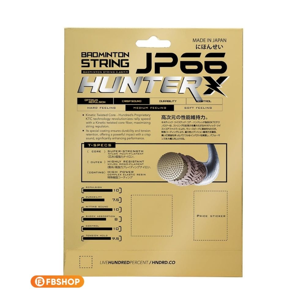 Cước vợt Hunterx JP66 sở hữu nhiều thông số kỹ thuật nổi bật Cước vợt Hunterx JP66 sở hữu nhiều thông số kỹ thuật nổi bật